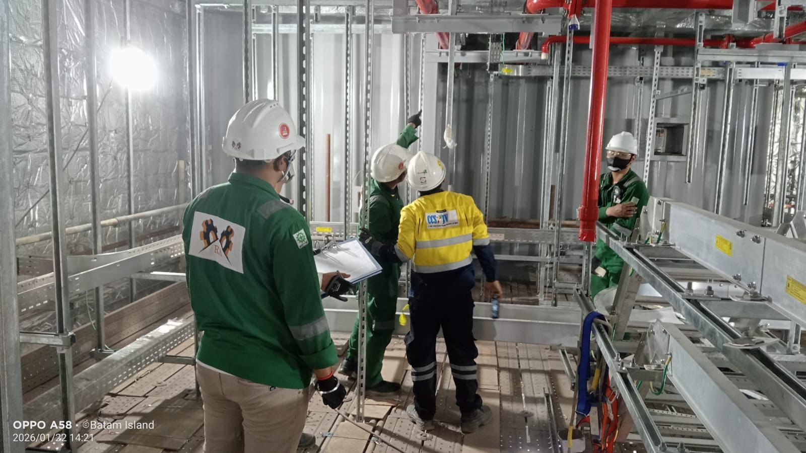 Batam Indonesia E-House construction interior with RA Energy Group team