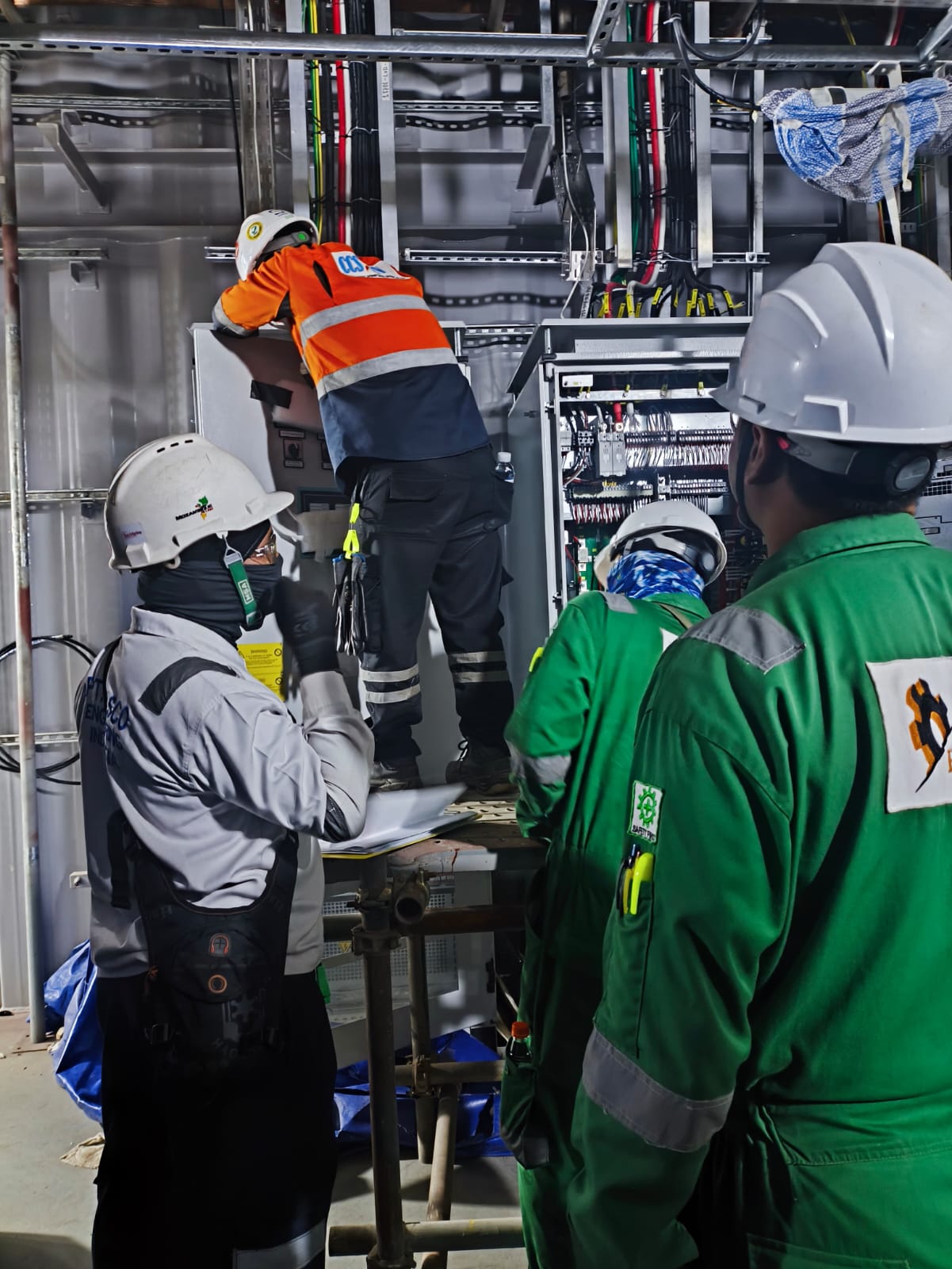 E&I installation work inside Mozambique E-House module